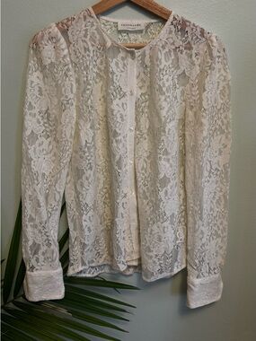 Rosemunde White Lace Button-Front Blouse
